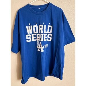 Los Angeles Dodgers 2017 World Series T-Shirt Mens Blue LA Logo Graphic Tee MLB